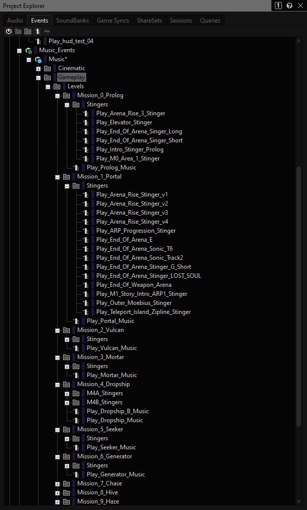 Gameplay event notifications used to drive music state changes