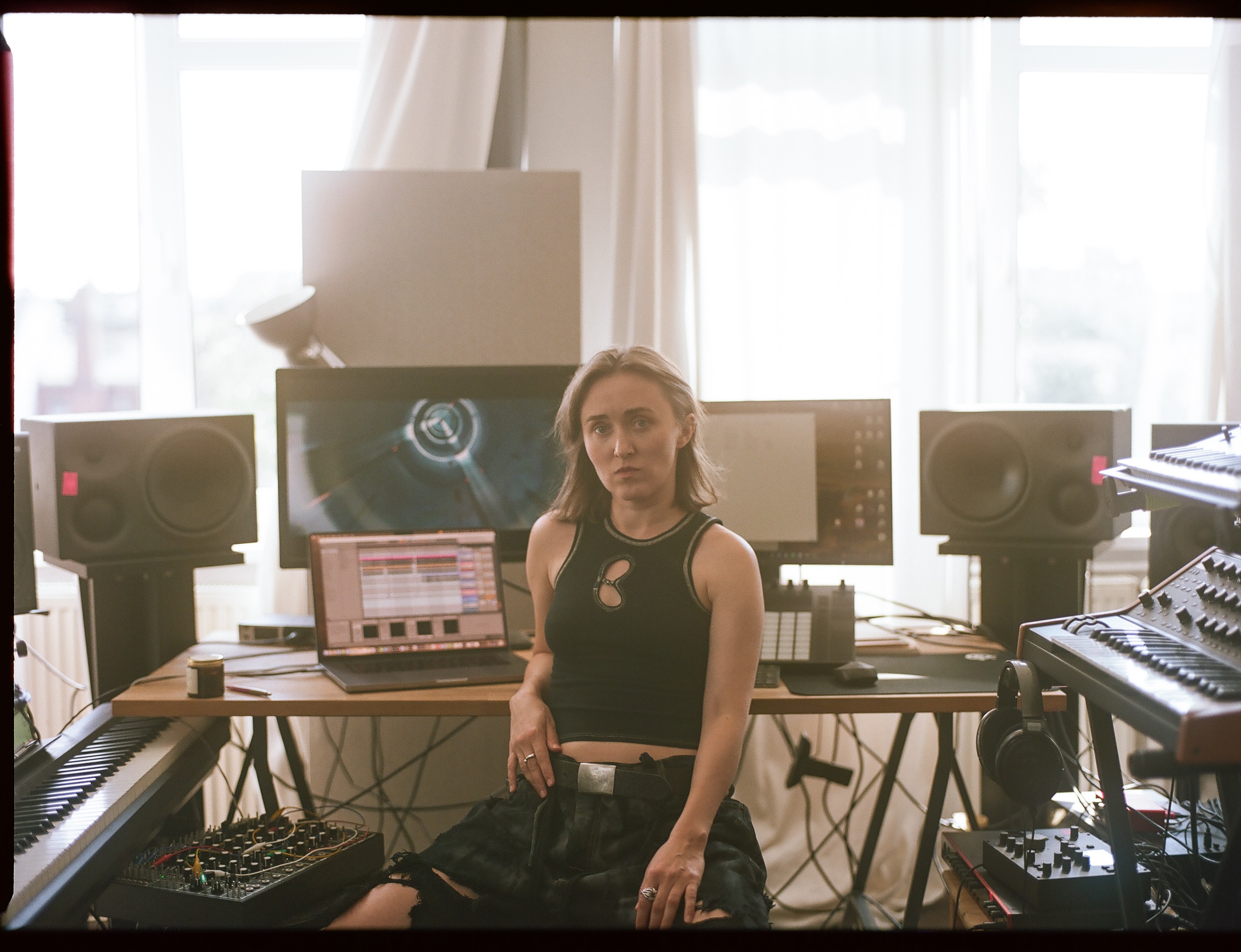 Wioleta Wnorowska working in her music studio